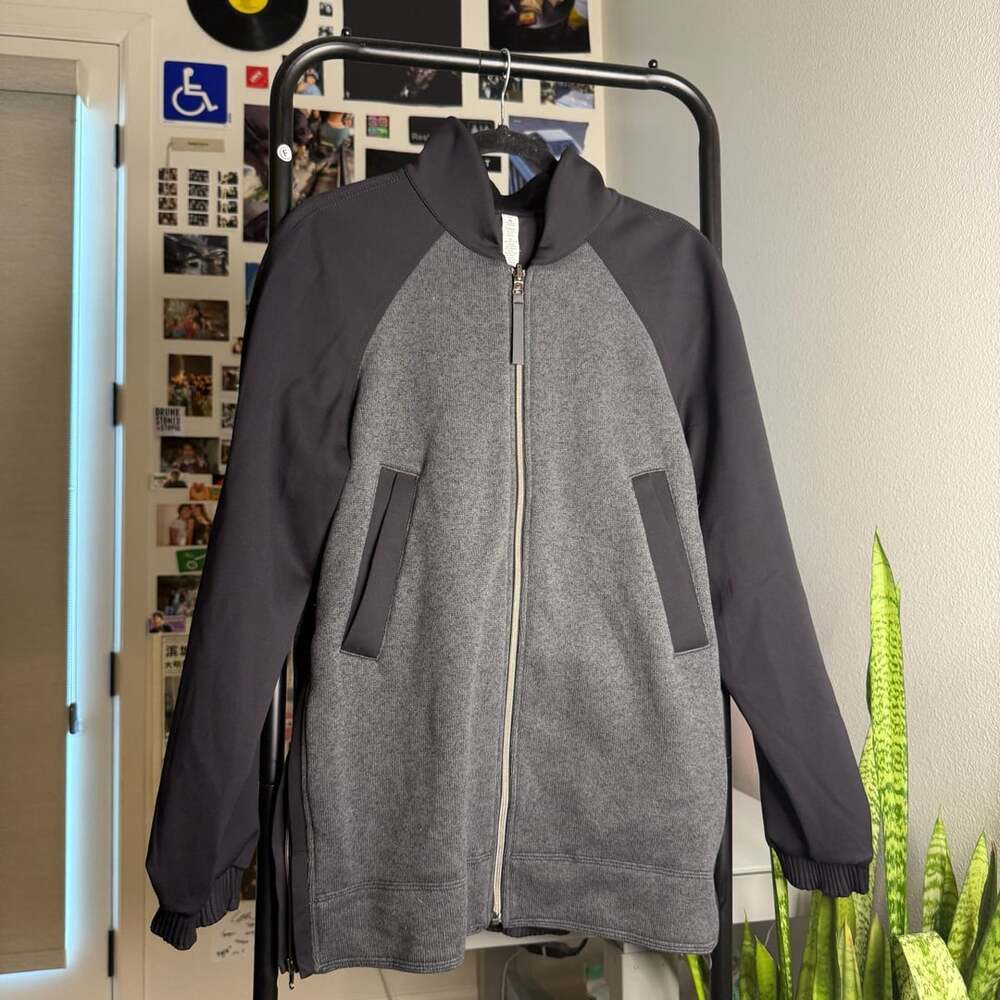 Lululemon Bomber Full Zip Jacket Heather Gray Black Size 10